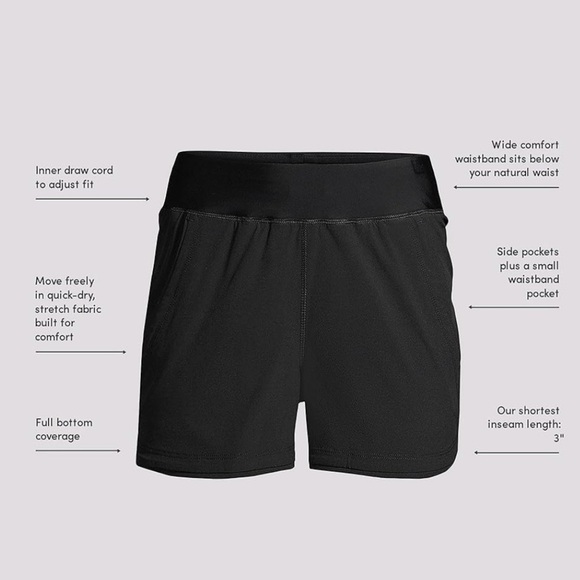 NWOT Lands' End 3" Quick Dry Elastic Waist Board Shorts Swim Shorts w/Panty 8 - Picture 6 of 10